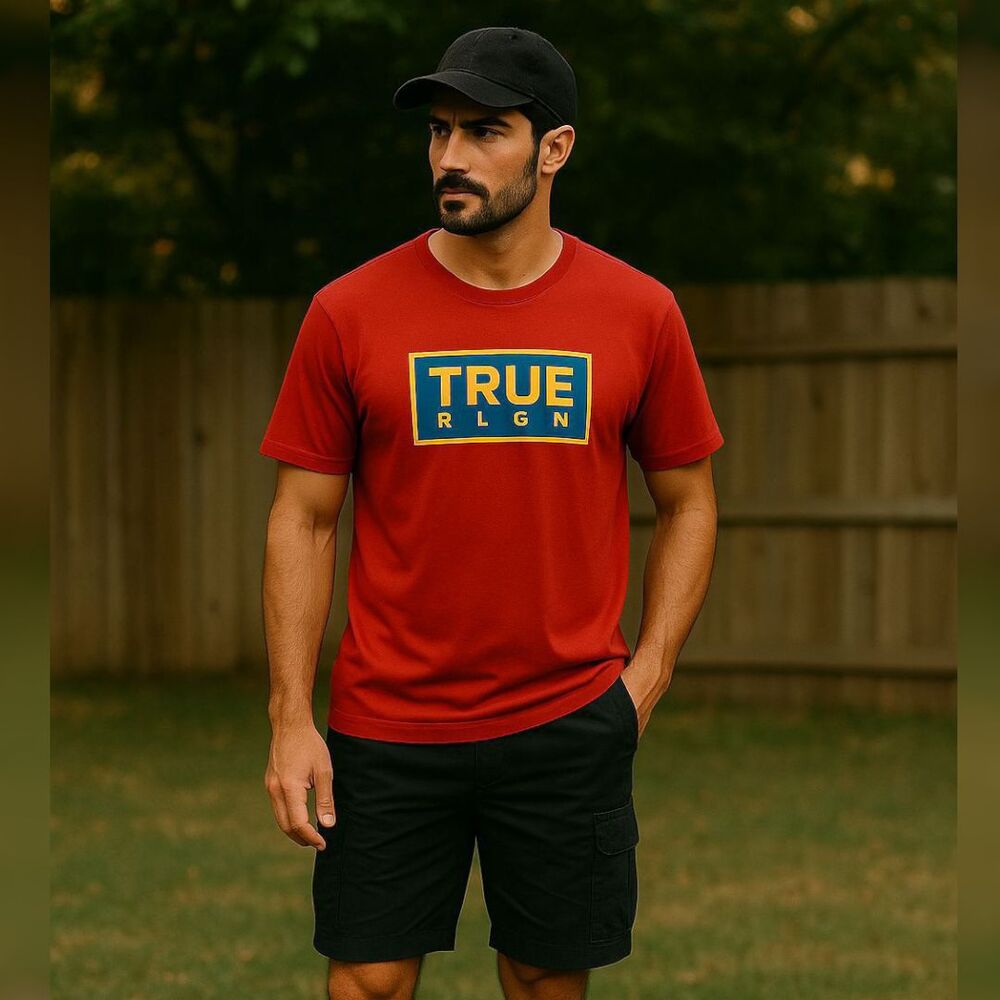 True Religion 2XL Urban Red Logo Skate Graphic Tee 100 Cotton Streetwear Casual